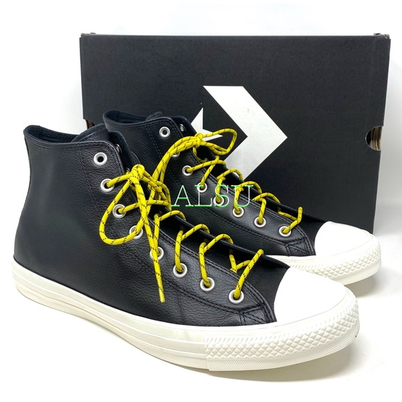🔥 BLACK FRIDAY 🔥 Converse Ctas High Leather Black Citron Men’s 163339C - Picture 2 of 8